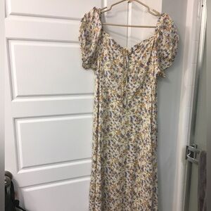 Listicle Floral Long Sleeve Maxi Dress - Cream and Blue